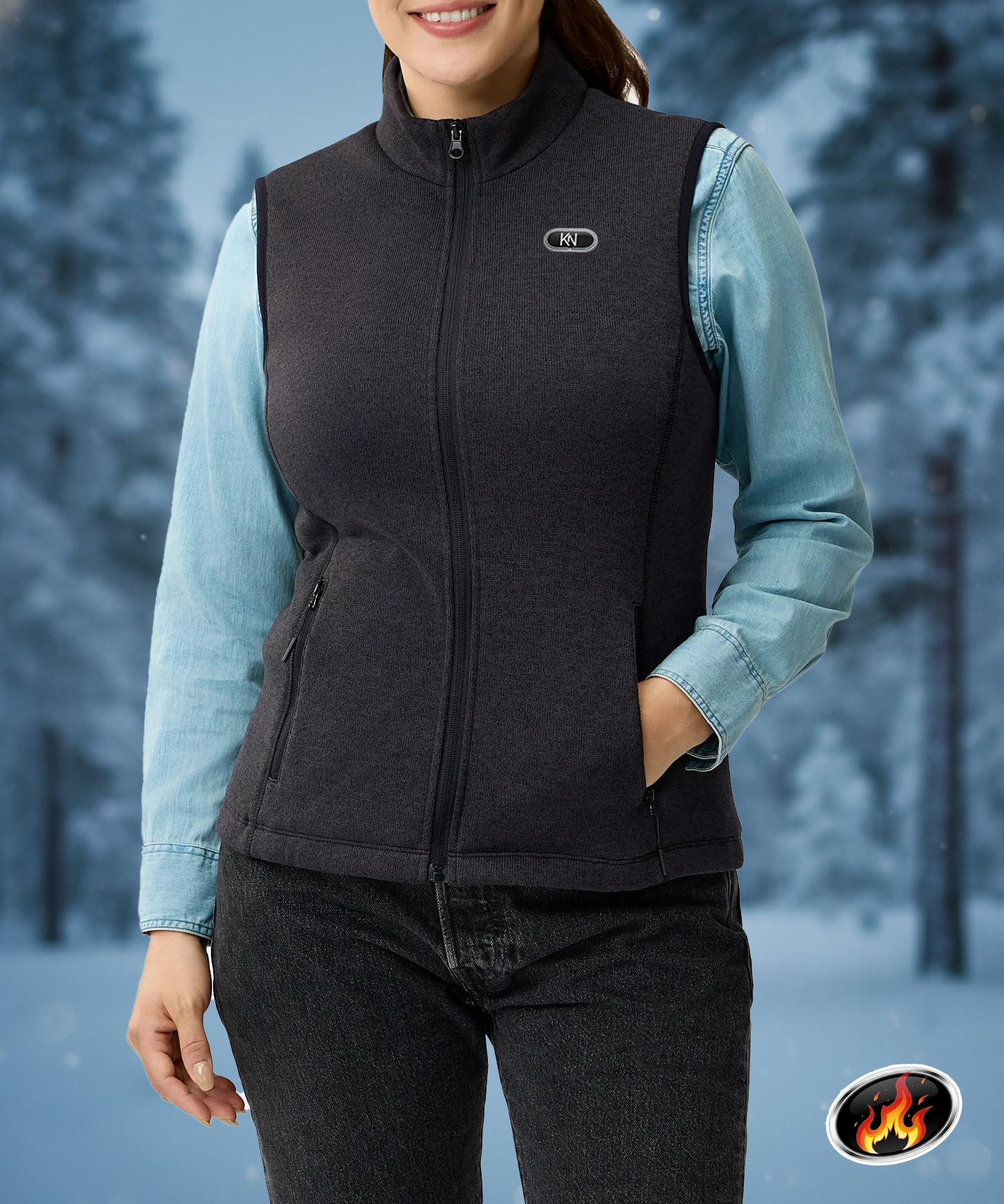 KN-V2 Women’s Recycled Heated Fleece Vest